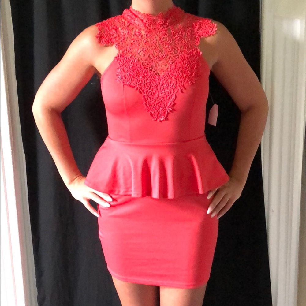 Pink peplum dress